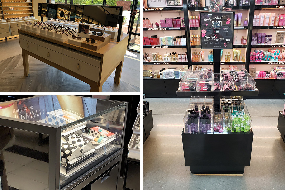 collage of retail display cases